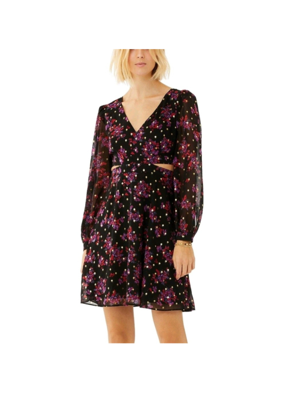Scoop Black Floral Cut Out Dress XL